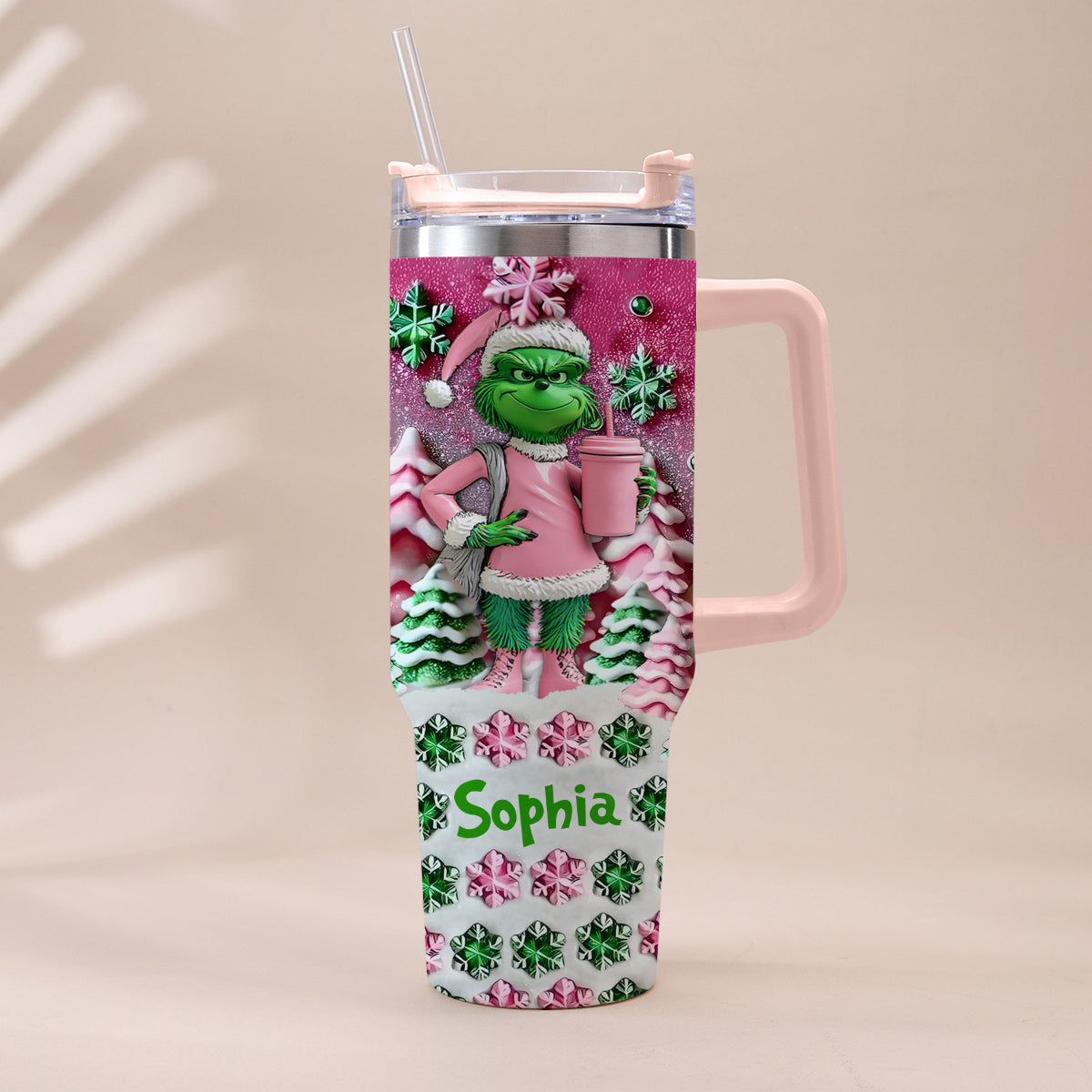 Merry Chrinchmas - Personalized Stole Christmas Tumbler With Handle