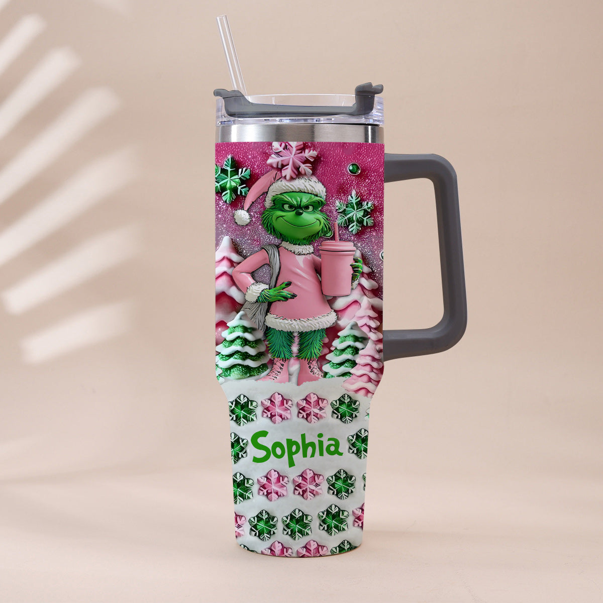 Merry Chrinchmas - Personalized Stole Christmas Tumbler With Handle