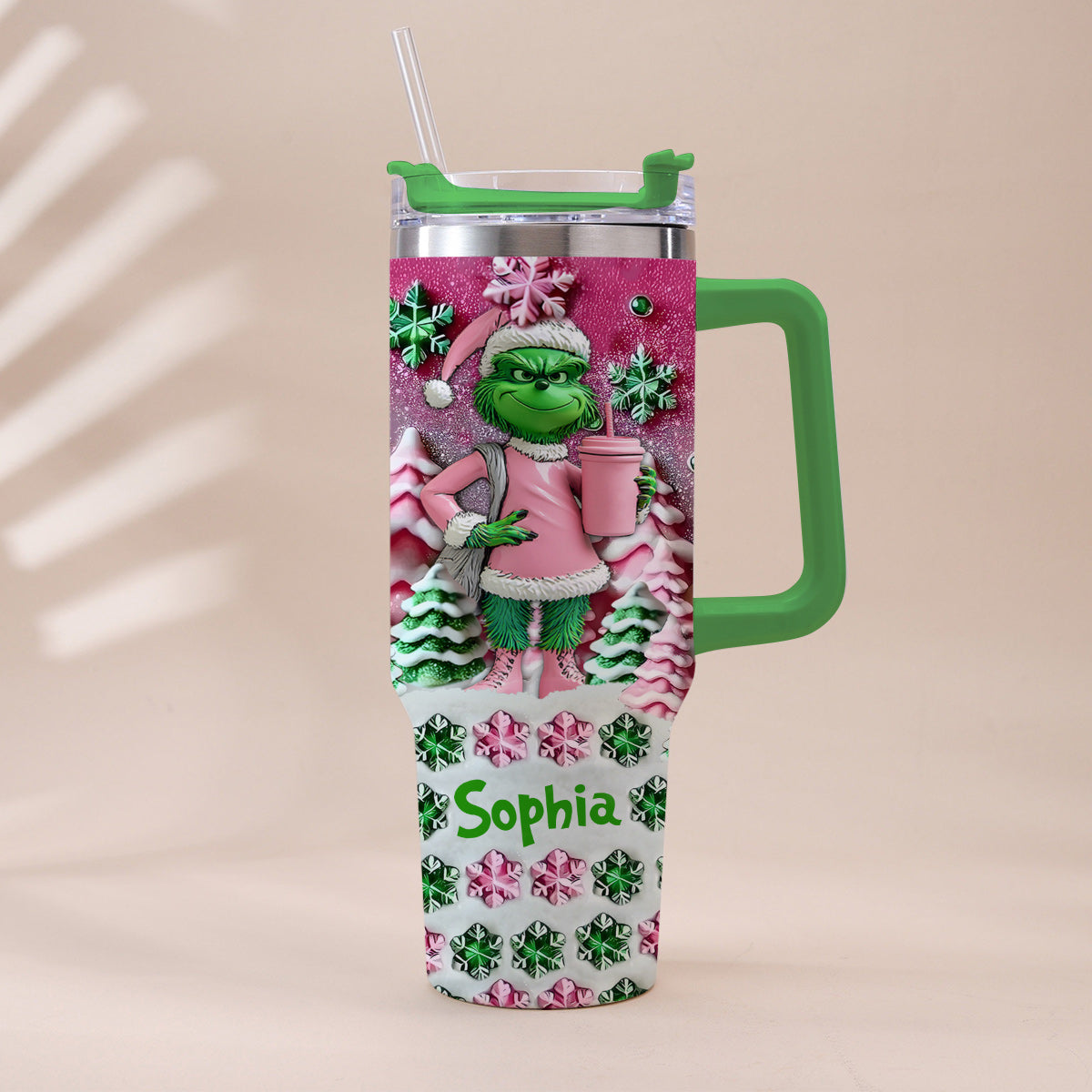 Merry Chrinchmas - Personalized Stole Christmas Tumbler With Handle