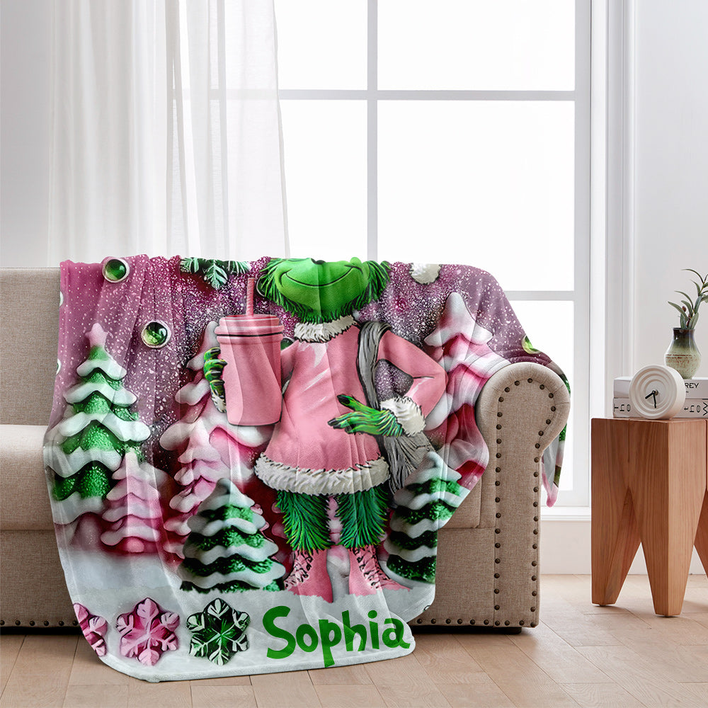 Merry Grinchmas - Personalized Stole Christmas Blanket