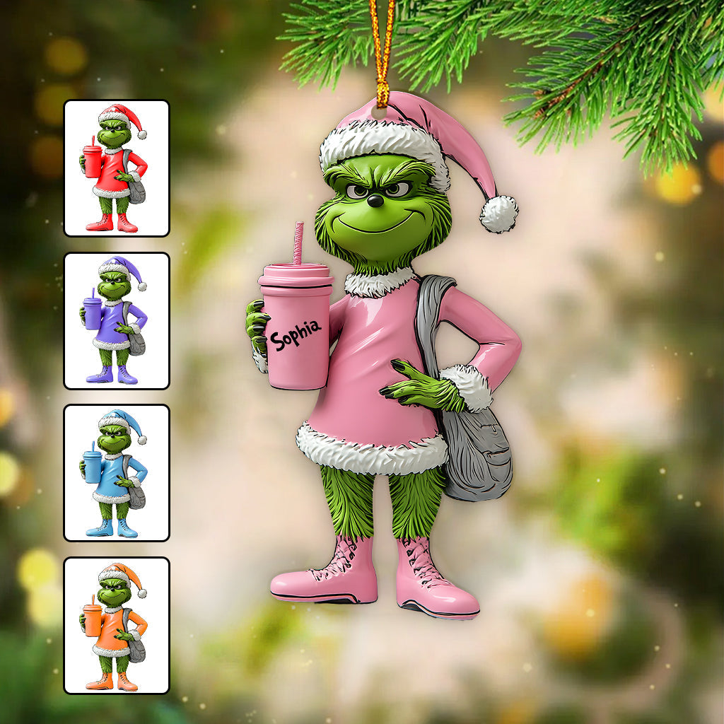 Grinchy Green Lady - Personalized Stole Christmas Ornament