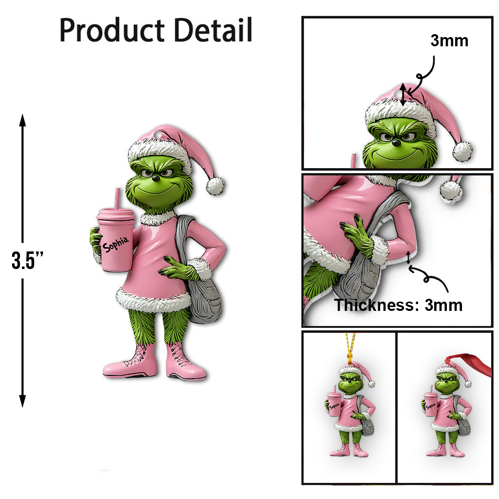 Grinchy Green Lady - Personalized Stole Christmas Ornament