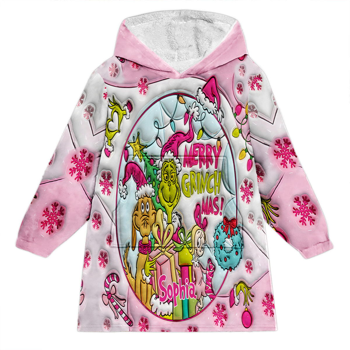 Joyeux Grinchmas - Couverture de Noël personnalisée à capuche