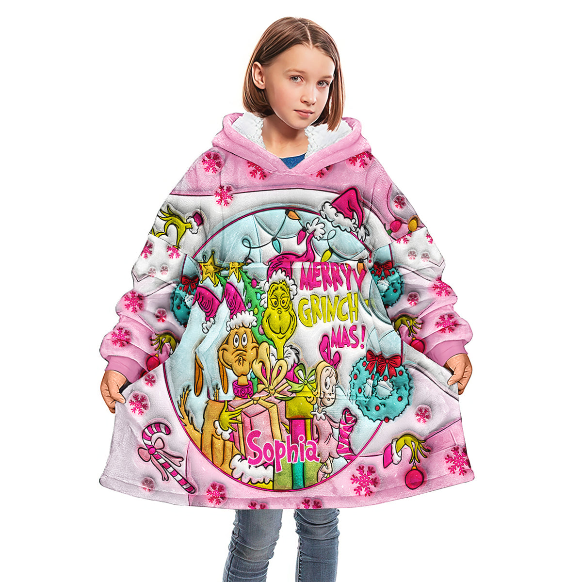 Joyeux Grinchmas - Couverture de Noël personnalisée à capuche