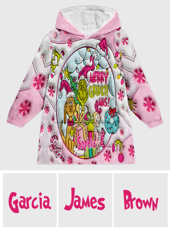 Joyeux Grinchmas - Couverture de Noël personnalisée à capuche