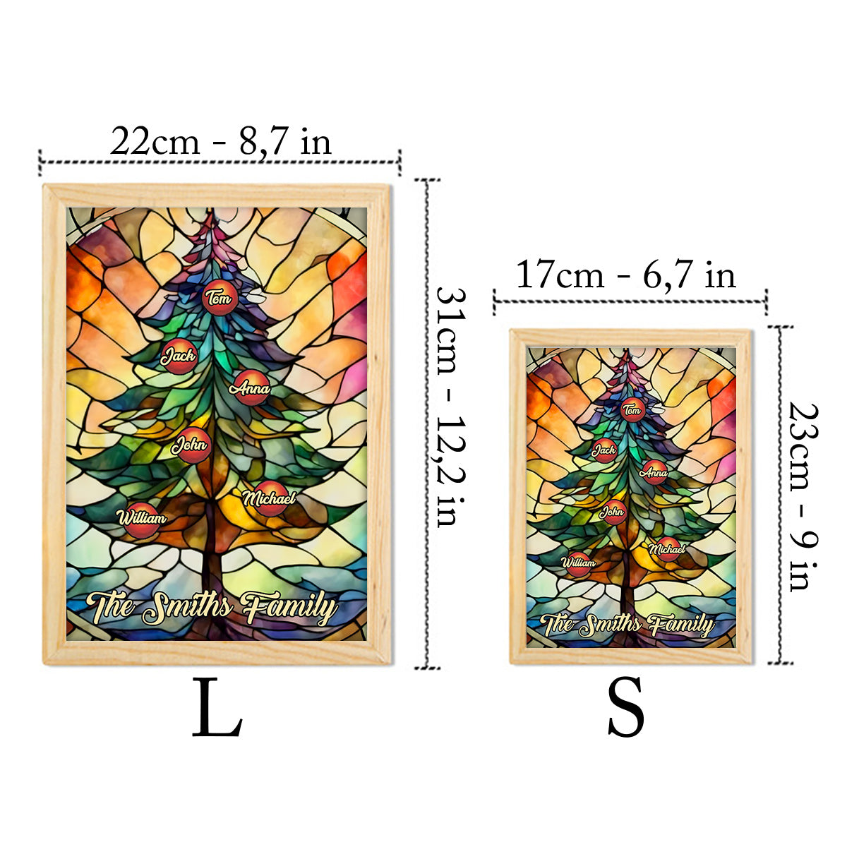 Sapin de Noël familial - Cadre photo lumineux personnalisé pour la famille