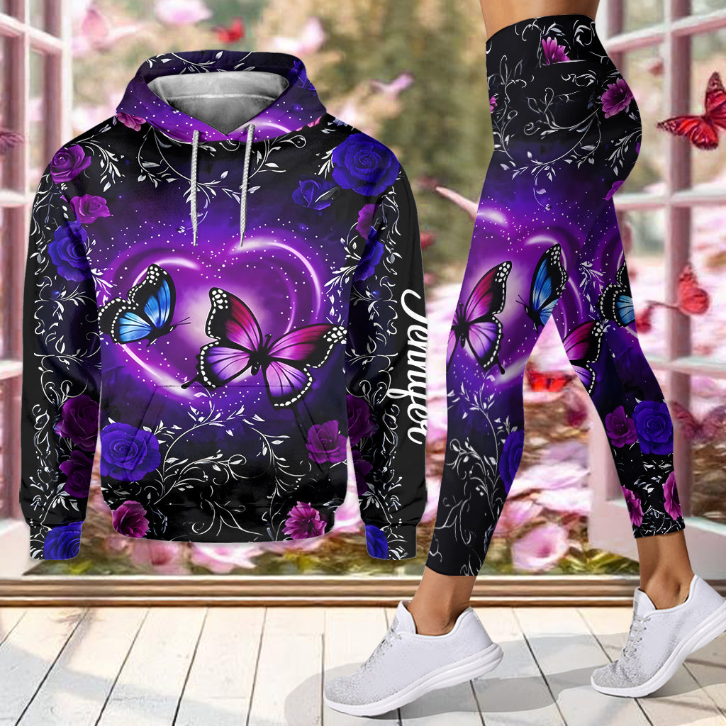 J'adore les papillons - Sweat à capuche et legging personnalisés papillons