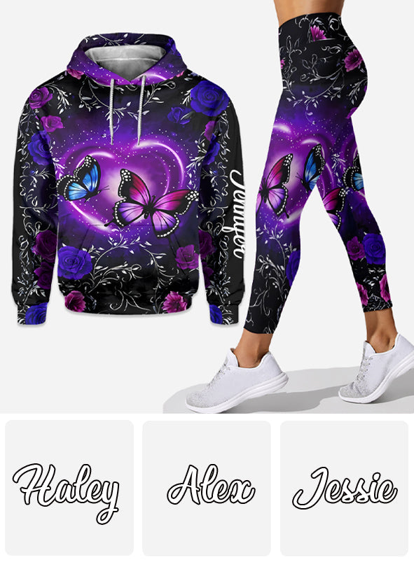 J'adore les papillons - Sweat à capuche et legging personnalisés papillons