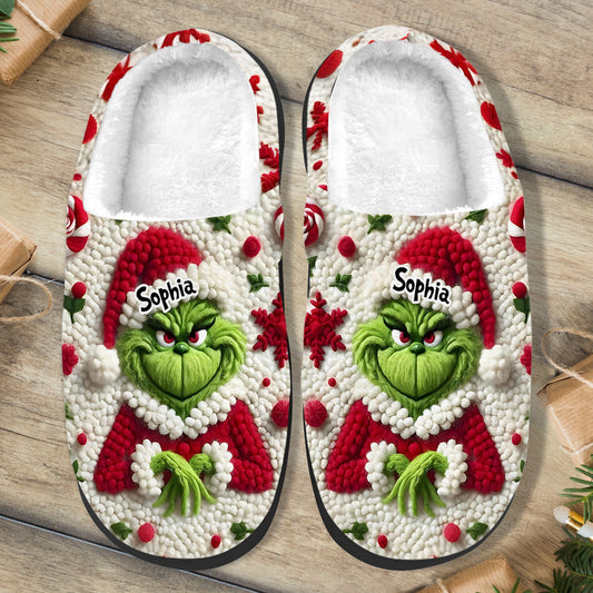 Merry Grinchmas - Personalized Stole Christmas Slippers