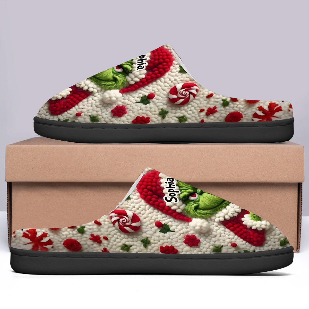 Joyeux Grinchmas - Étole de Noël personnalisée - Pantoufles de Noël