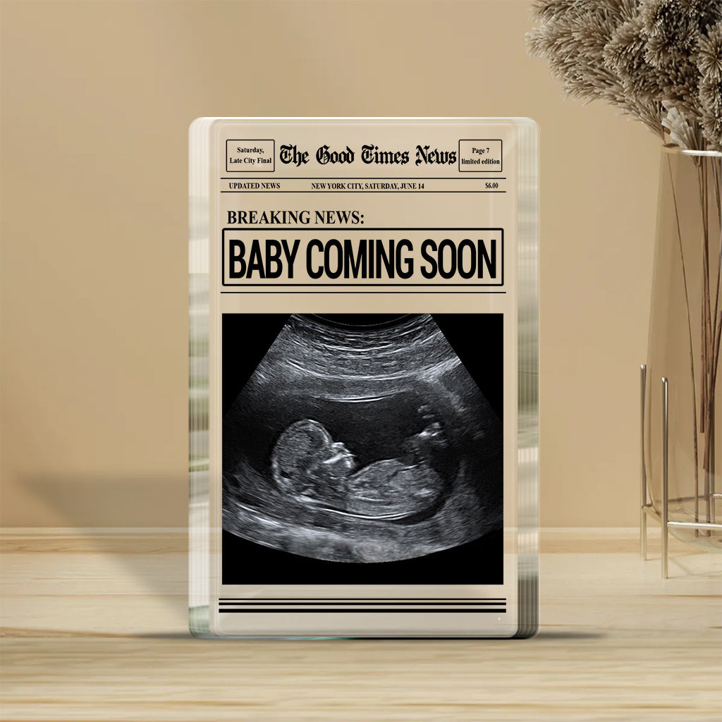 Bébé arrive bientôt - Plaque acrylique personnalisée pour maman
