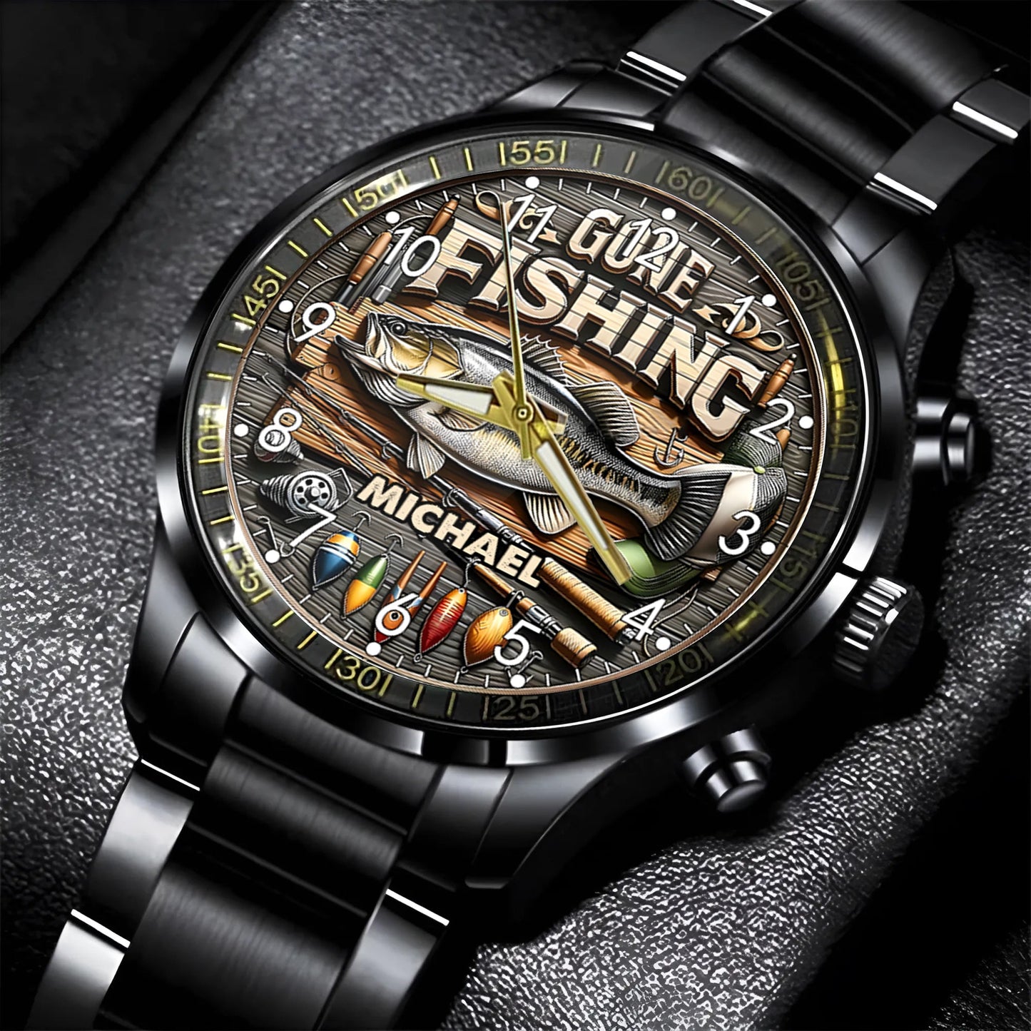 Passionné de pêche ? Montre-bracelet personnalisée sur le thème de la pêche