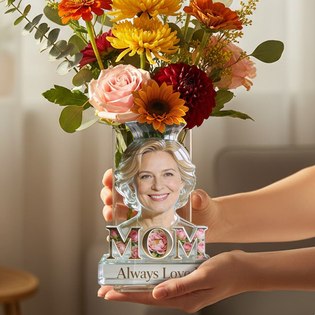 African Curly Hair Woman Flower Blossom - Personalized Mother Acrylic Pot