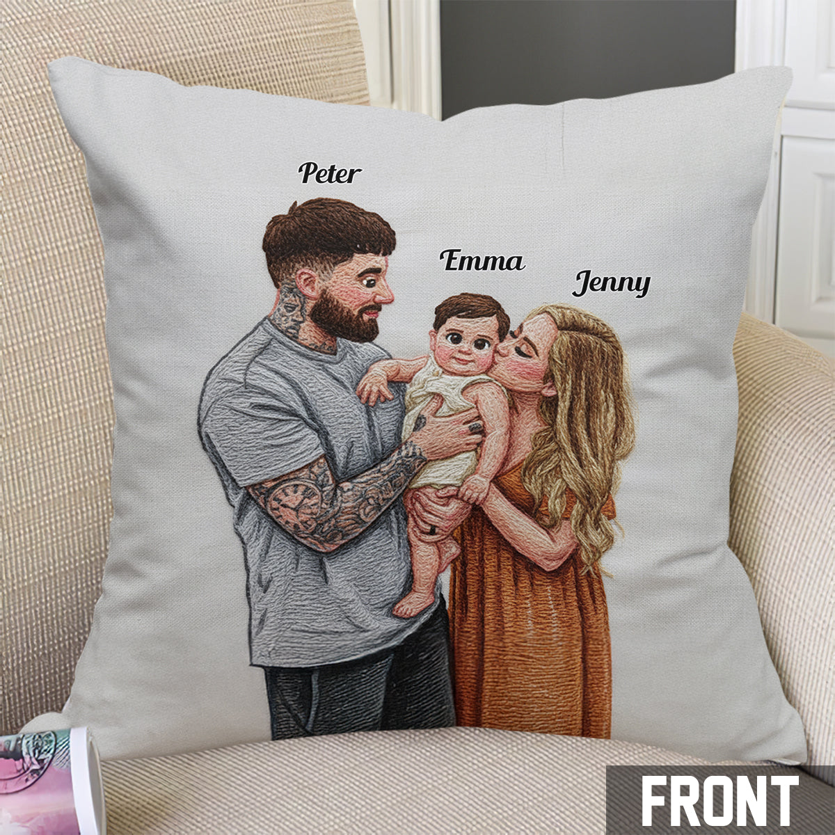 Upload African Family Photo - Personalized African Family Throw Pillow