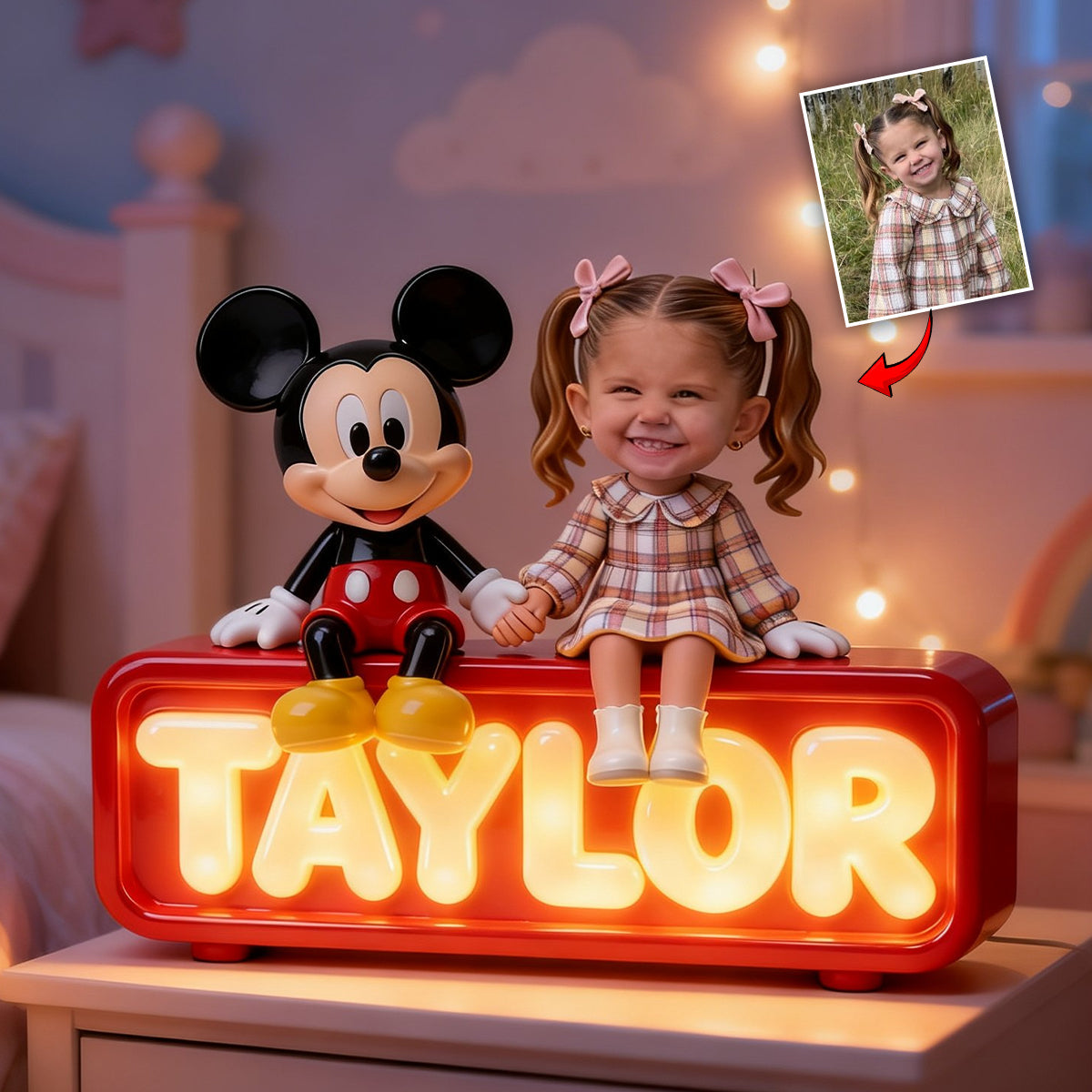 Best Buddies - Personalized Young Girl Acrylic LED Night Light