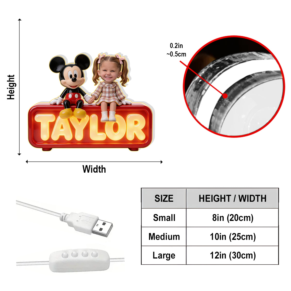 Best Buddies - Personalized Young Girl Acrylic LED Night Light