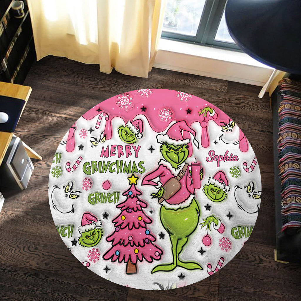 Merry Grinchmas - Personalized Stole Christmas Round Rug