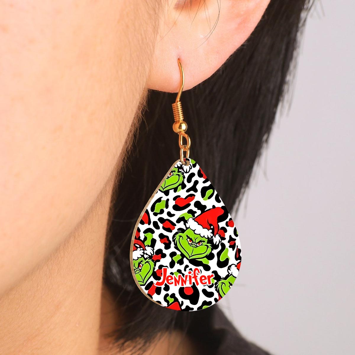 Merry Christmas - Personalized Stole Christmas Wooden Earrings