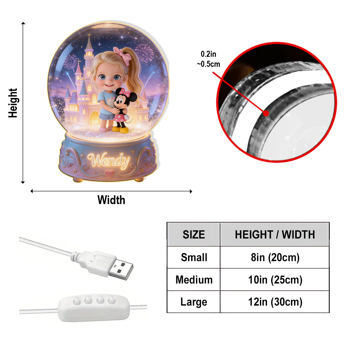 Custom Any Photo Magical Friends - Personalized Blonde White Girl Acrylic LED Night Light