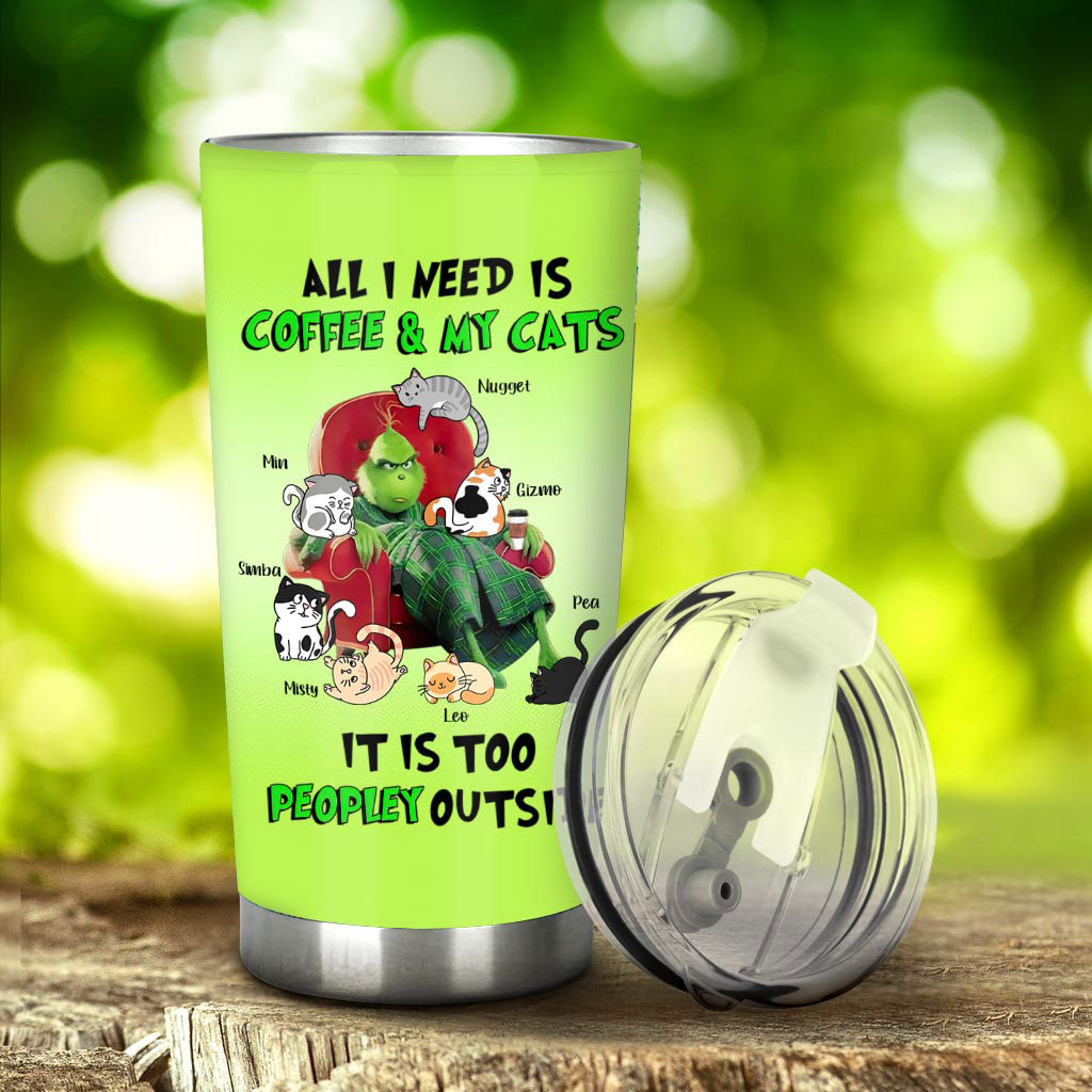 All I Need Is Coffee And My Cats - Personalized Stole Christmas Tumbler
