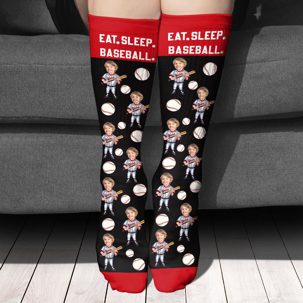 Manger, dormir, baseball - Chaussettes de baseball personnalisées