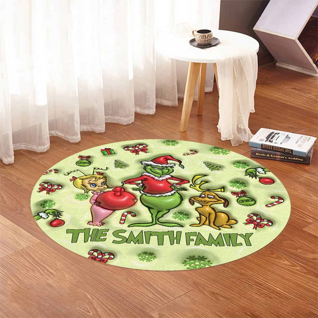 Green Mischief - Tapis rond de Noël personnalisé avec étole