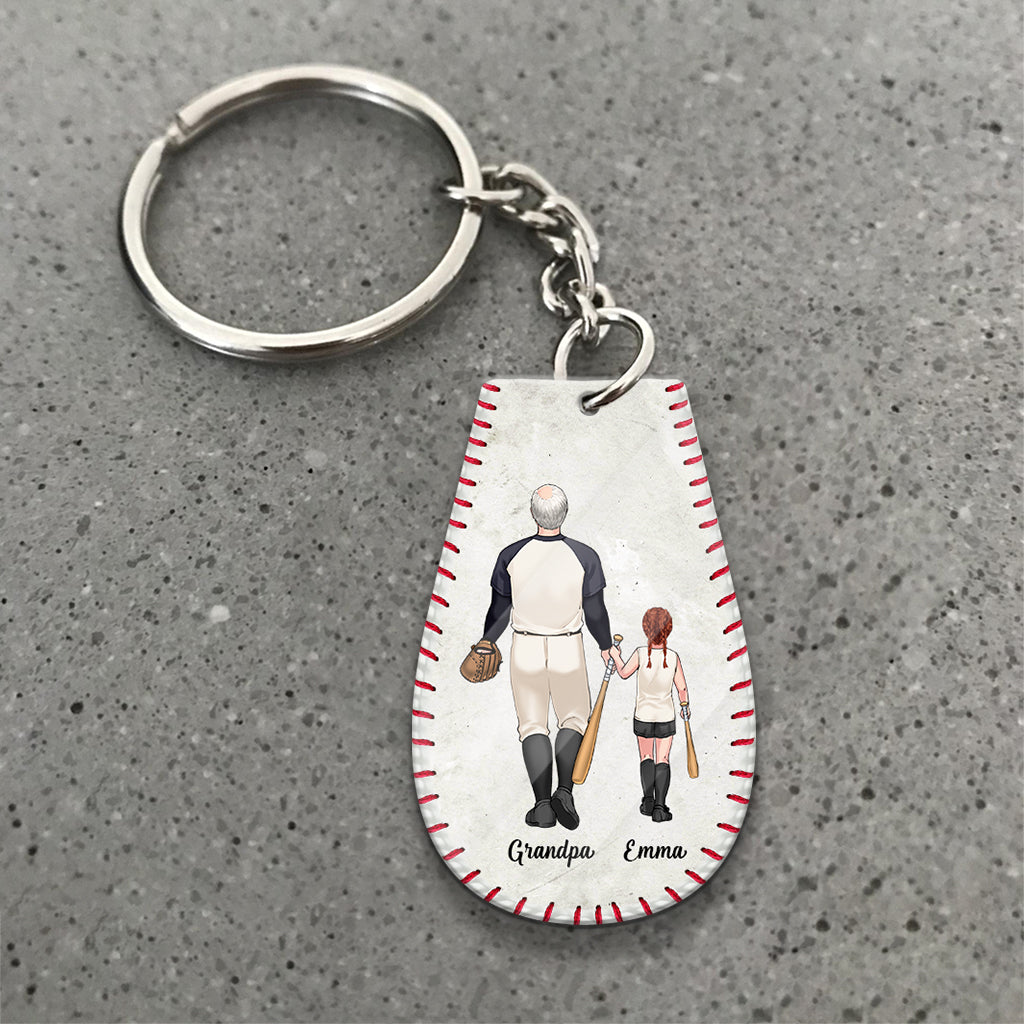 #1 Papa de baseball - Cadeau de baseball pour papa ou grand-père - Porte-clés personnalisé