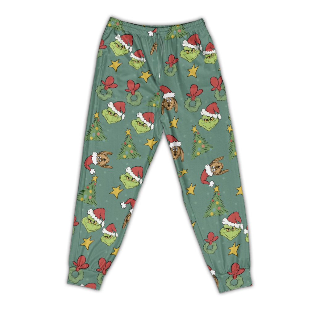 Joyeux Grinchmas - Ensemble pyjama de Noël personnalisé avec étole