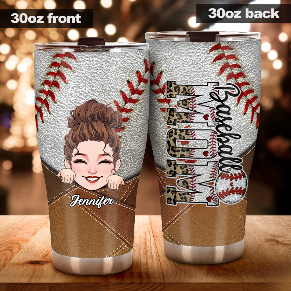 Maman de joueur de baseball, je vis mon rêve - Gobelet isotherme personnalisé sur le thème du baseball