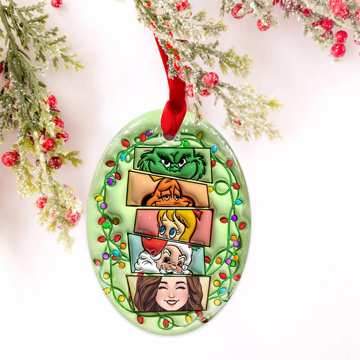 Green Squad - Personalized Stole Christmas Ceramic Oval Ornament