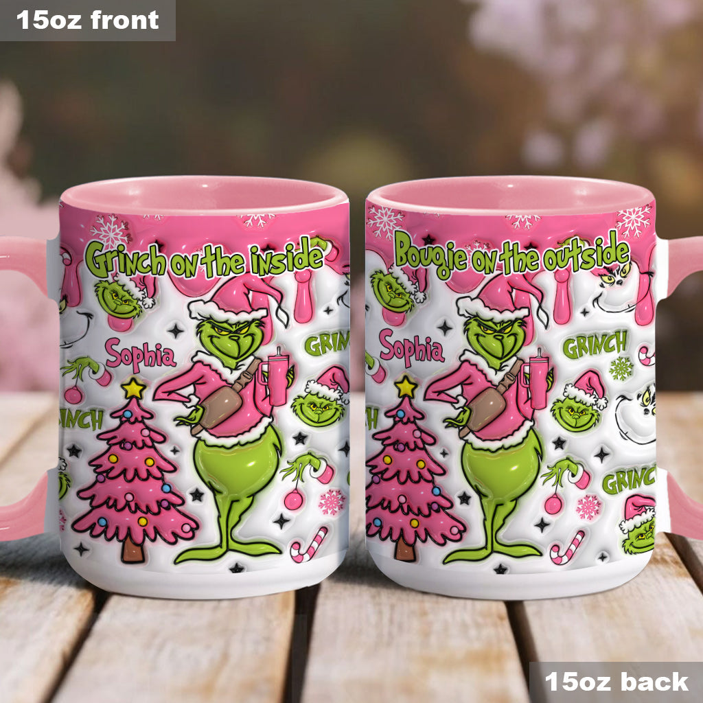Grincheux à l'intérieur - Mug personnalisé avec étole de Noël