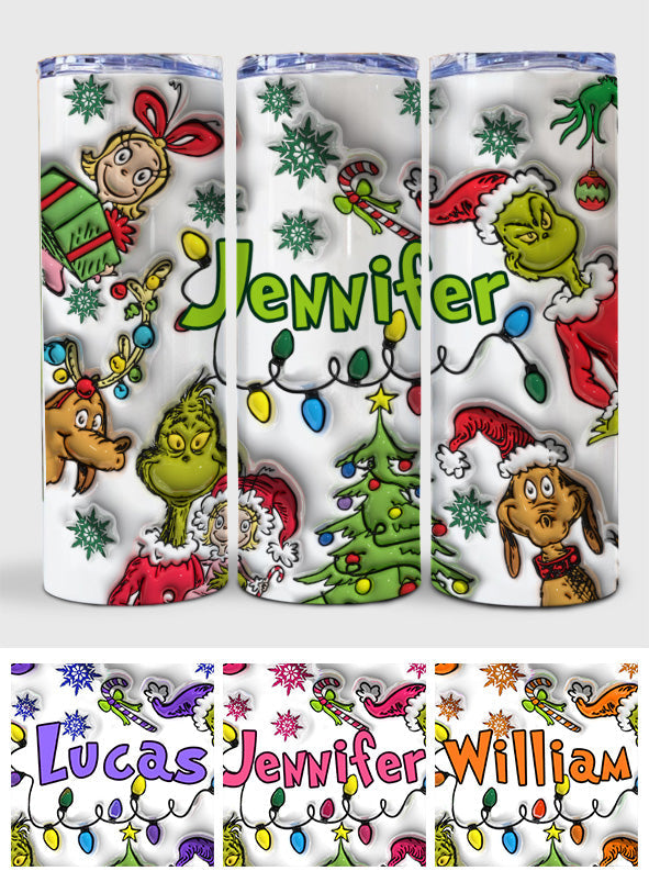 Merry Grinchmas - Personalized Stole Christmas Skinny Tumbler