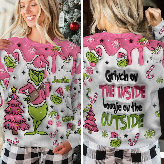 Grinch à l'intérieur - Étole de Noël personnalisée Pull moche