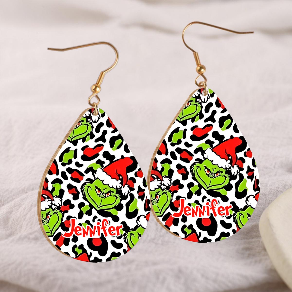 Merry Christmas - Personalized Stole Christmas Wooden Earrings