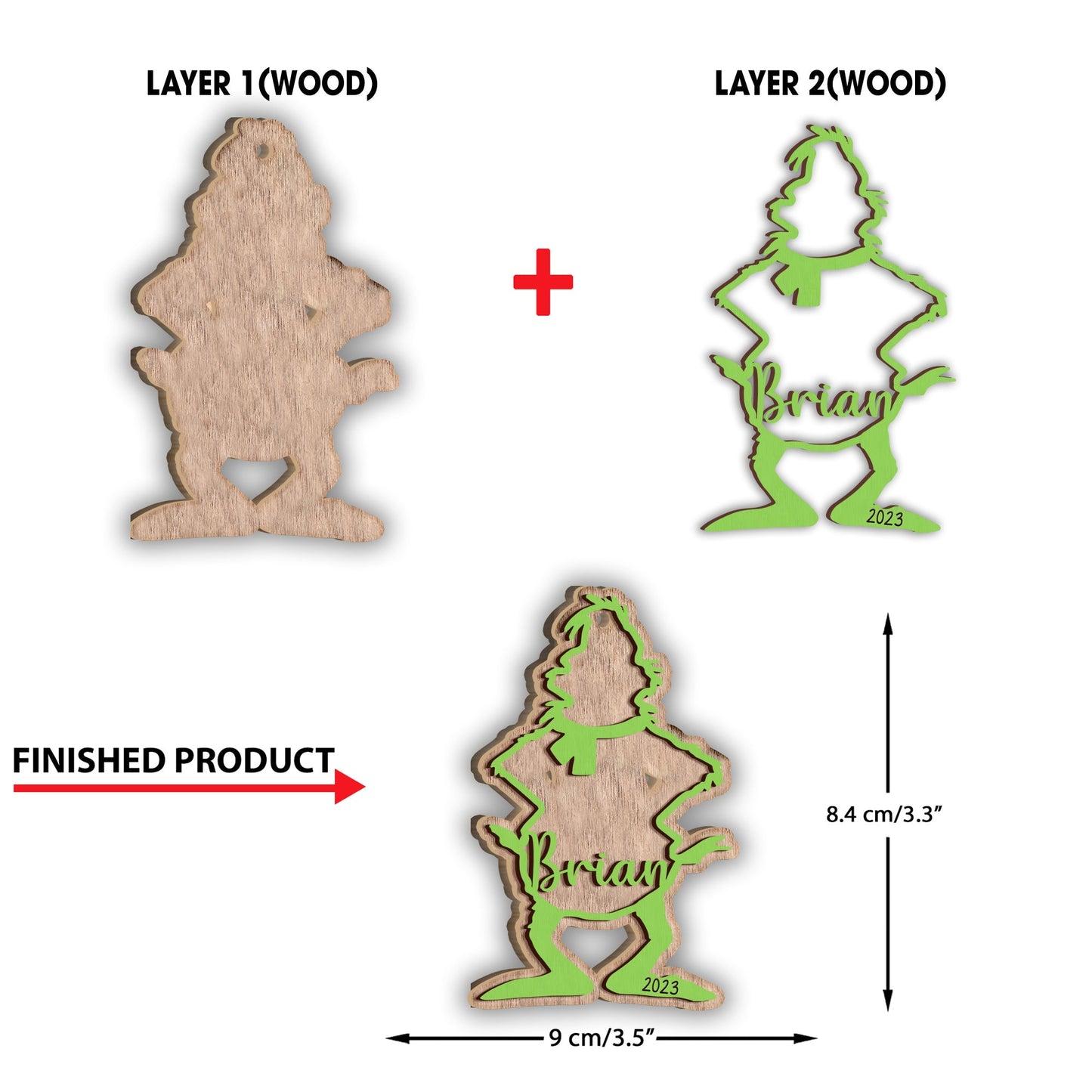 Merry Grinchmas - Personalized Stole Christmas 2 Layered Piece Ornament