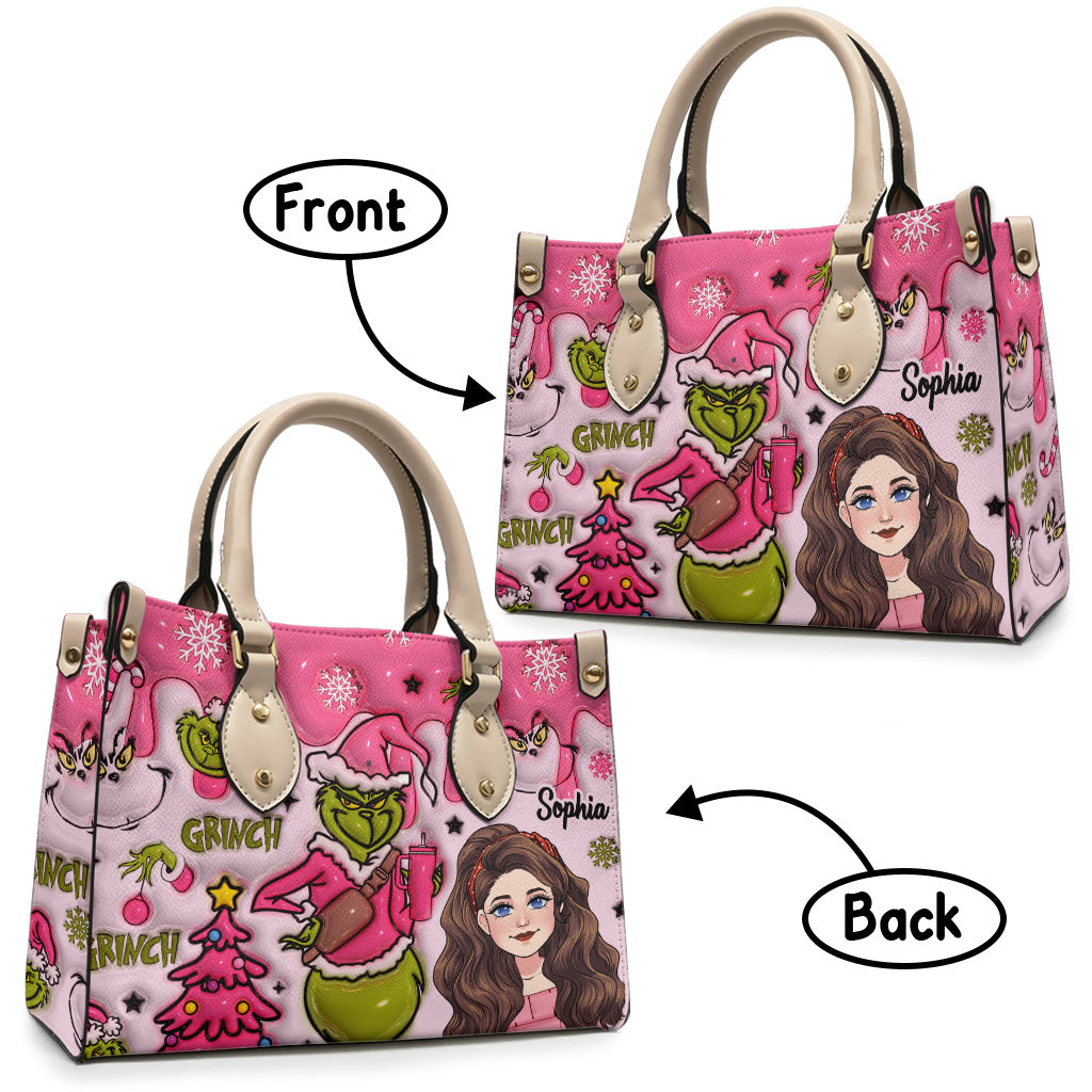 In My Grinch Era - Personalized Stole Christmas Leather Handbag