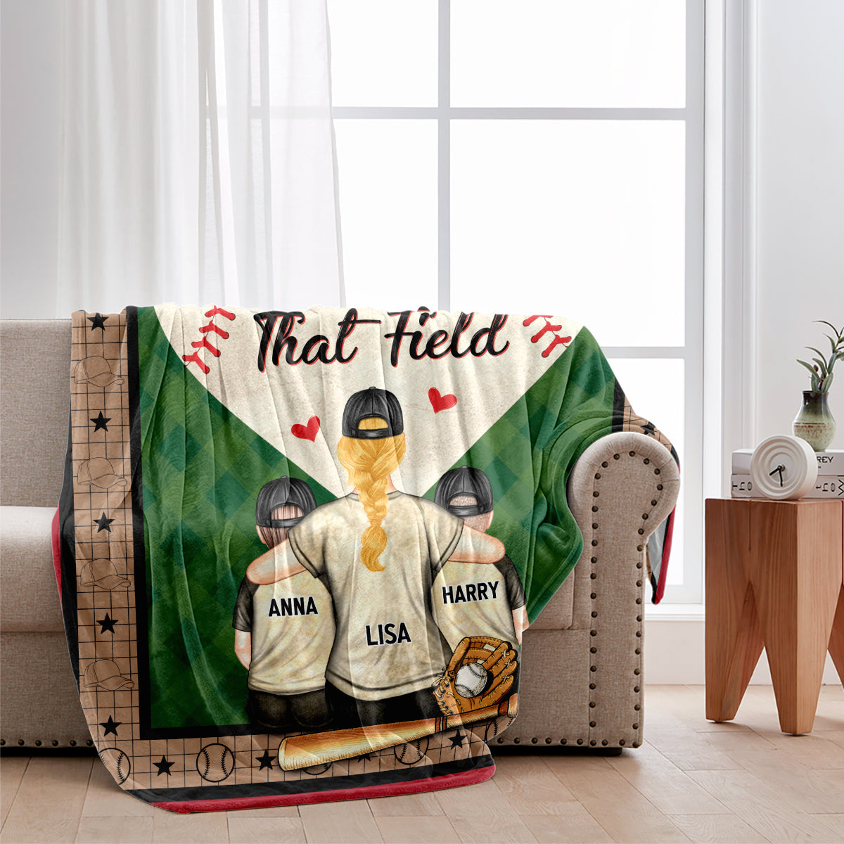Mon cœur est sur ce terrain - Couverture de baseball personnalisée