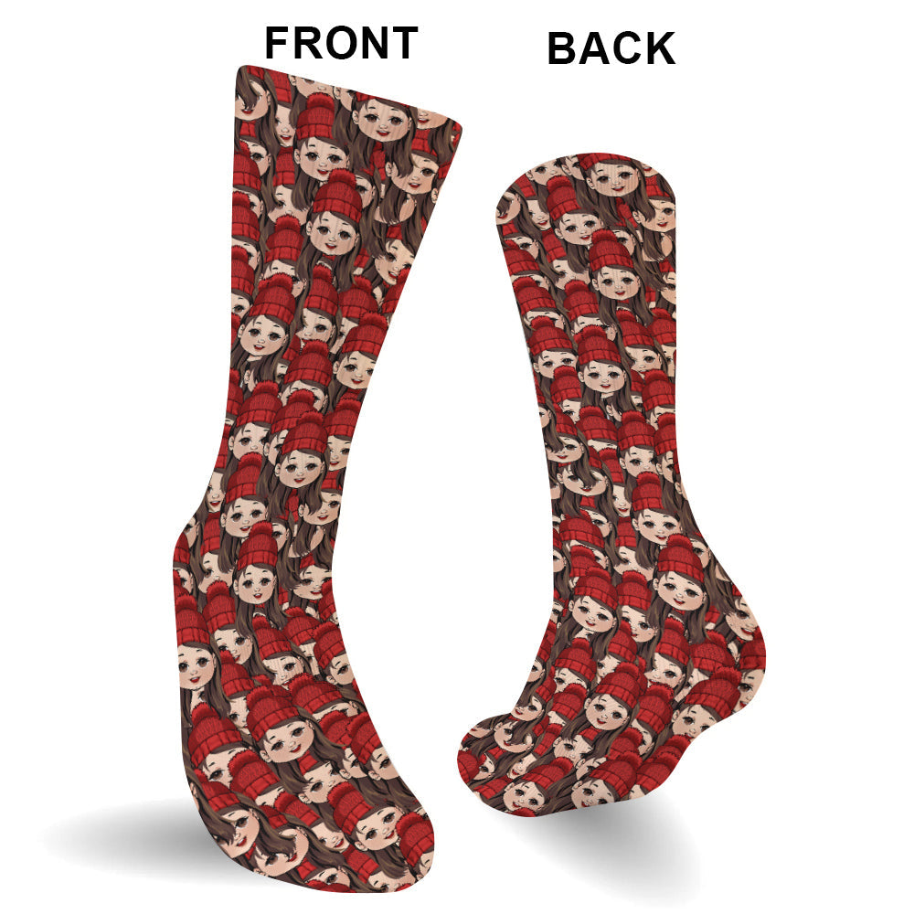 Chaussettes assorties pour toute la famille avec des motifs chibi amusants - Chaussettes personnalisées pour toute la famille