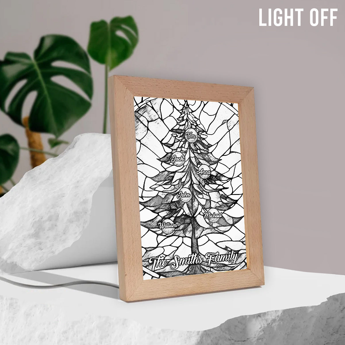 Sapin de Noël familial - Cadre photo lumineux personnalisé pour la famille