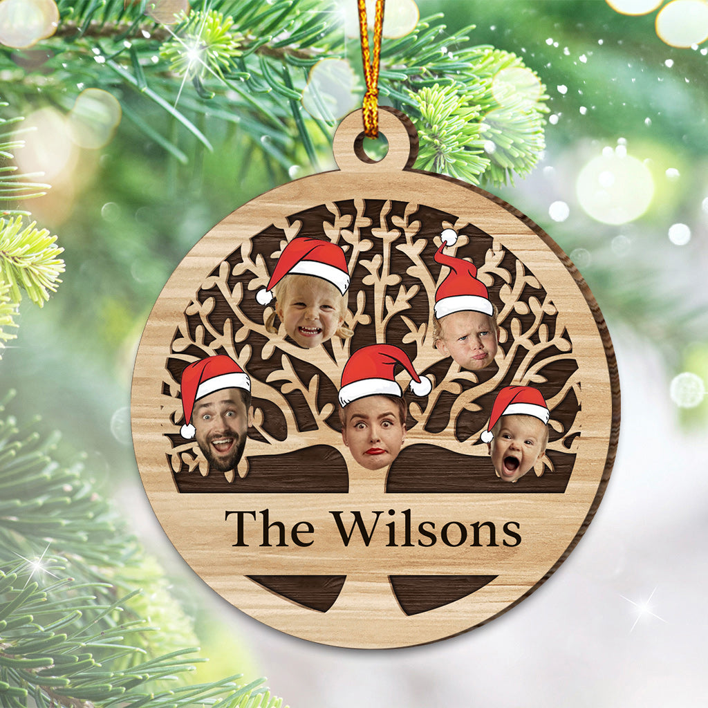 Sapin de Noël personnalisé avec nom de famille - Décoration de Noël multicolore