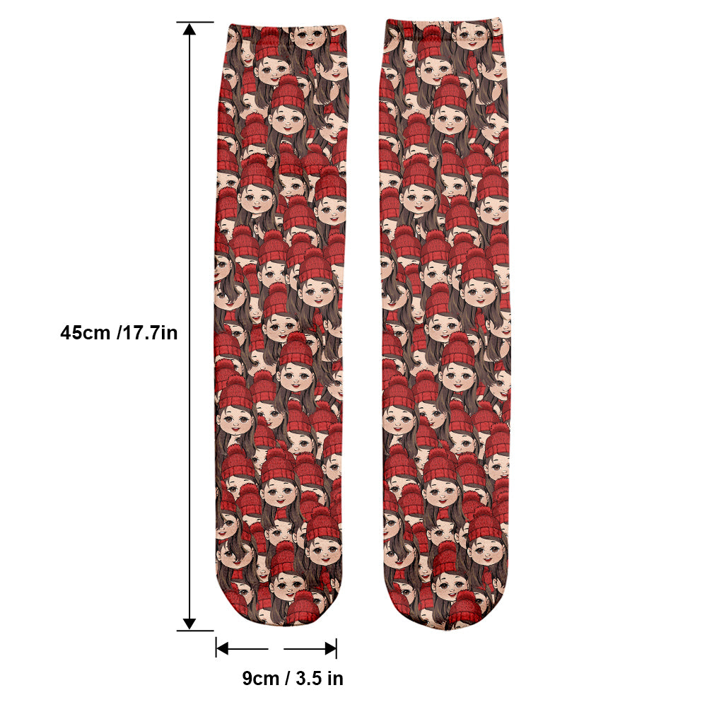 Chaussettes assorties pour toute la famille avec des motifs chibi amusants - Chaussettes personnalisées pour toute la famille