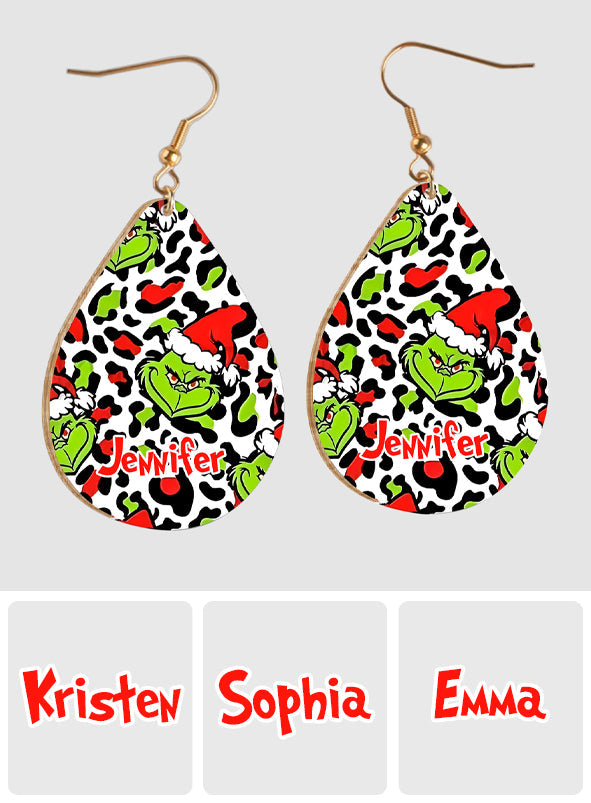 Merry Christmas - Personalized Stole Christmas Wooden Earrings