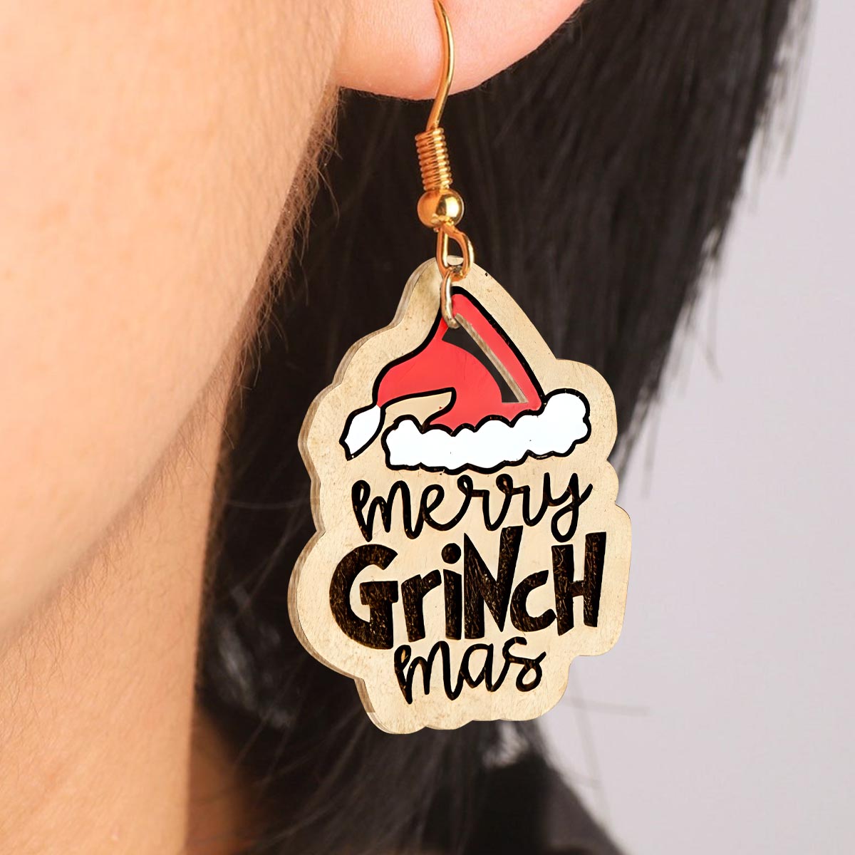 Merry Christmas - Stole Christmas Wooden Earrings