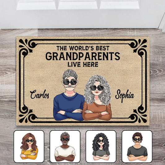 Les meilleurs grands-parents/grand-mère/grand-père du monde vivent ici - Paillasson personnalisé pour grand-mère