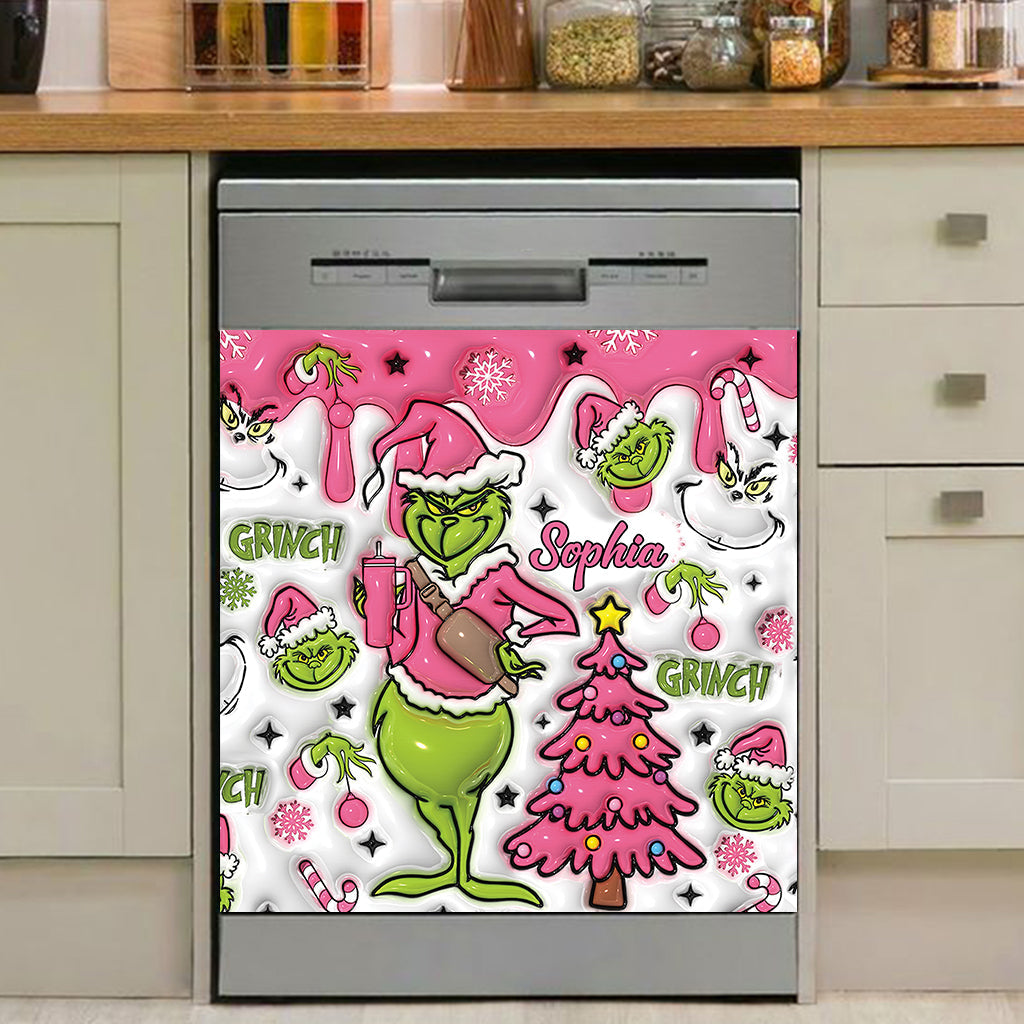 Joyeux Grinchmas - Housse de lave-vaisselle personnalisée avec étole de Noël