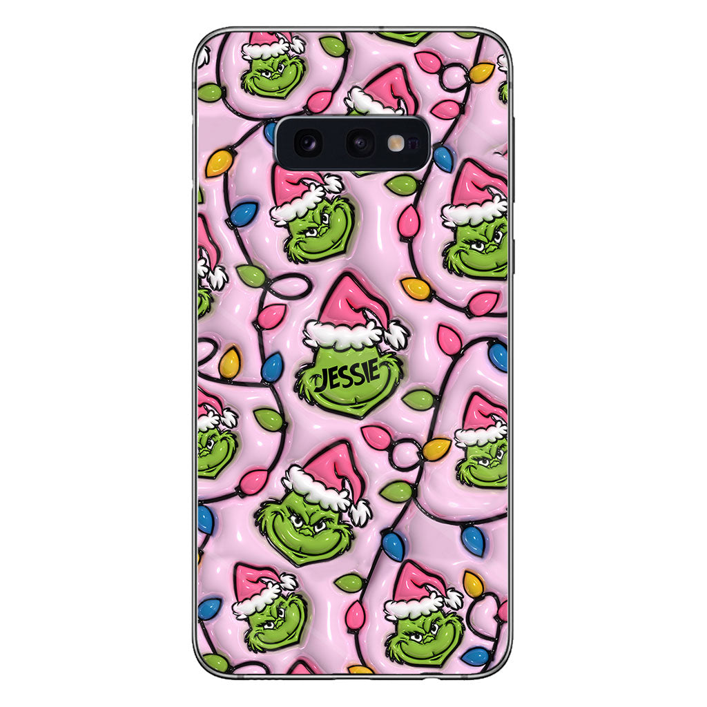 Étui de téléphone personnalisé vert et rose - motif étole de Noël
