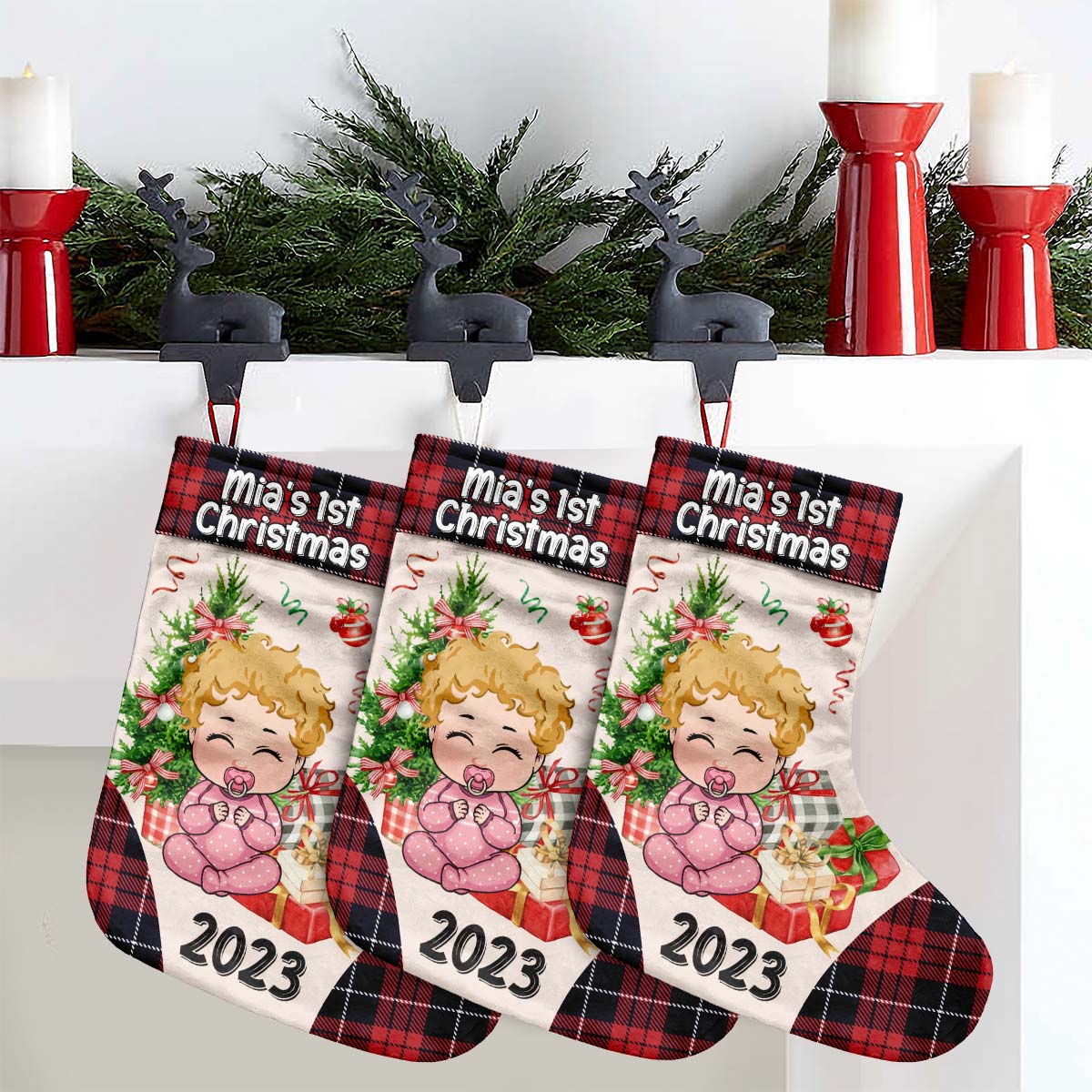 Mon premier Noël - Chaussettes de Noël personnalisées pour toute la famille