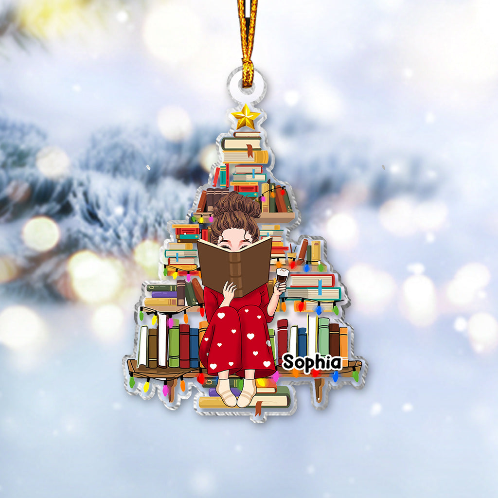 Juste une fille qui aime les livres - Ornement transparent personnalisé en forme de livre