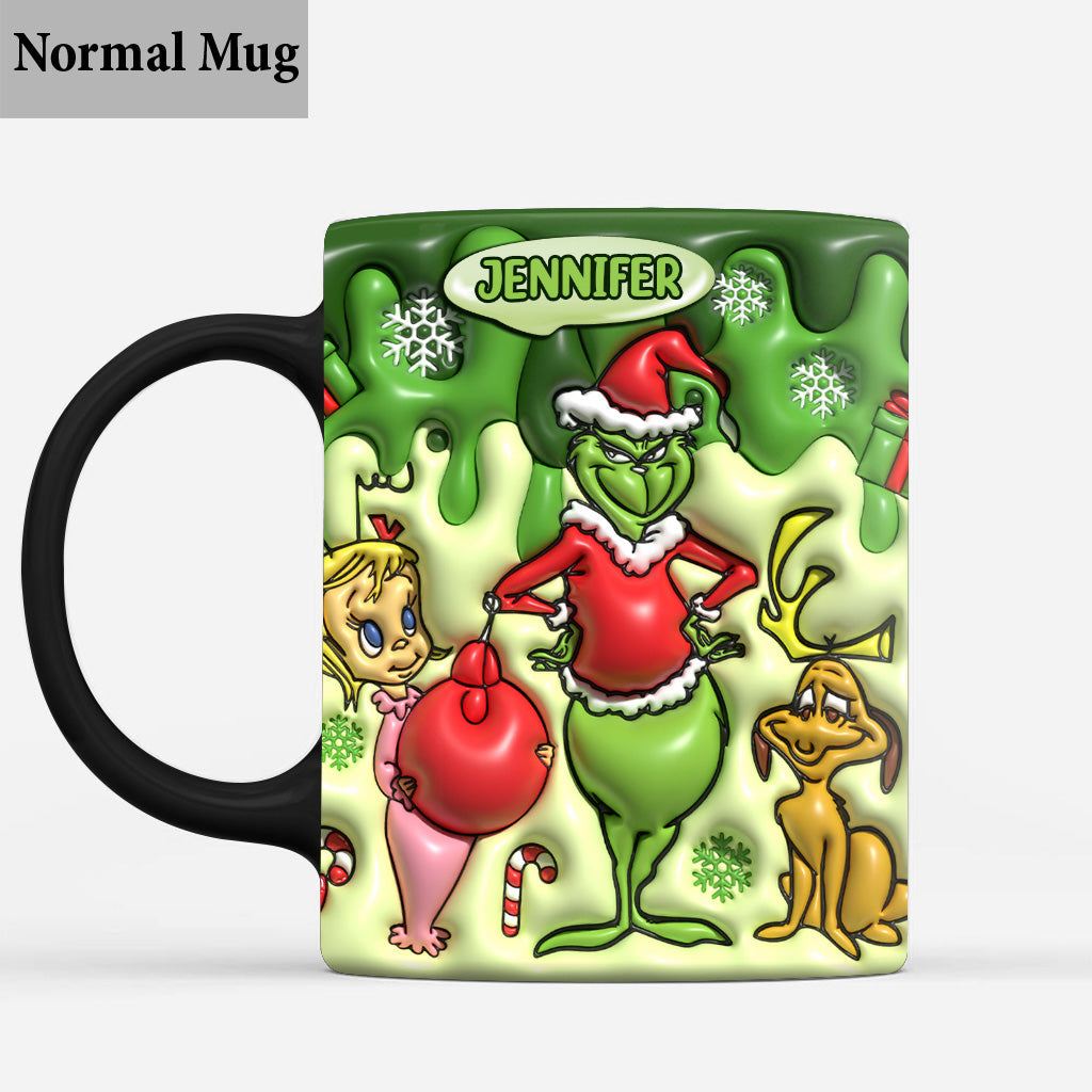 Joyeux Grinchmas - Mug de Noël personnalisé avec étole