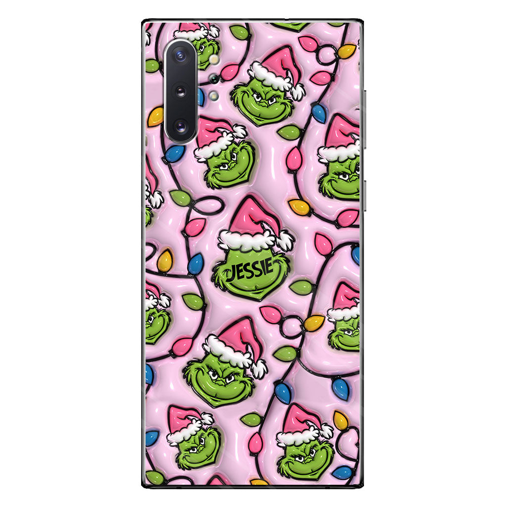 Étui de téléphone personnalisé vert et rose - motif étole de Noël